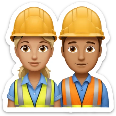 me haces una mujer y un hombre vestidos como constructores de obra sticker