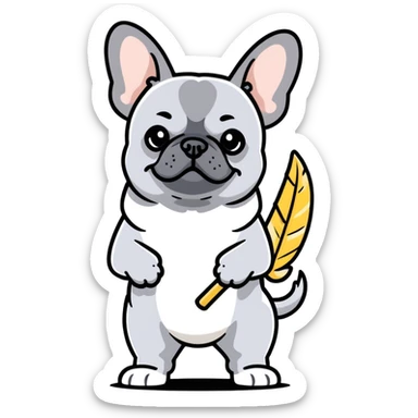 Grey French bulldog dusting  sticker