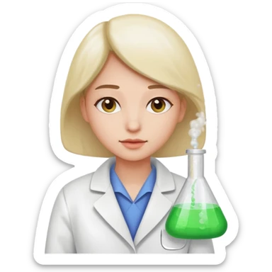 A person in a white coat is experimenting with chemicals. sticker