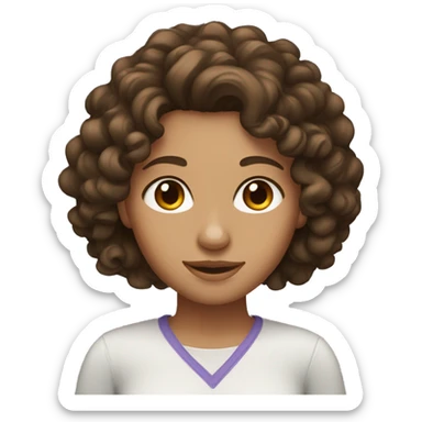 A brunette girl with tan skin brown eyes and curly hair sticker