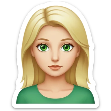 cree moi un emoji d'une femme blonde aux yeux verts avec jul  sticker