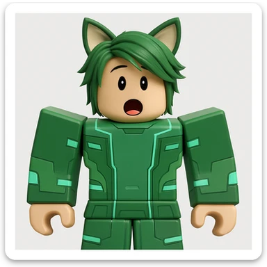 Edit the character in the original Roblox style with a surprised expression, keeping the original Roblox style and background. sticker