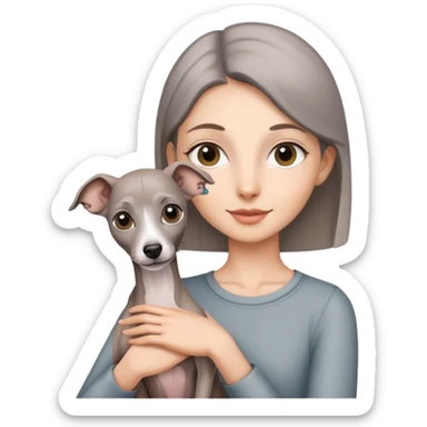 girl holding all grey Italian greyhound sticker