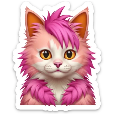cat sitting with pink mohawk sticker