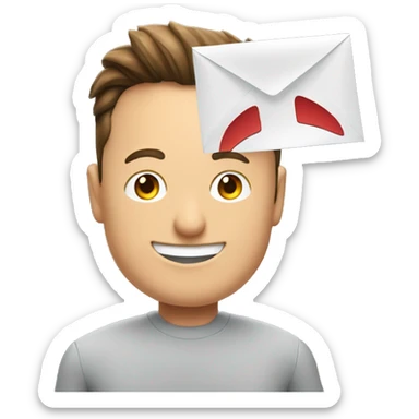 elon musk smiling and holding notification letter sticker