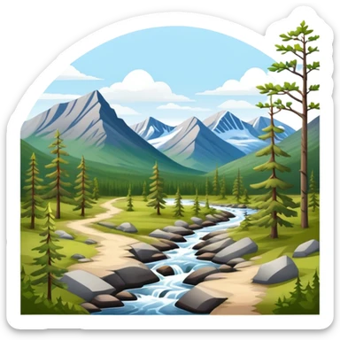 Kungsleden hiking trail in Swedish Lapland with mountains and forests sticker