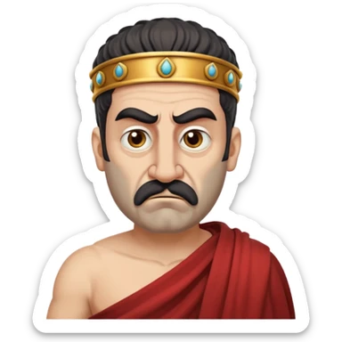 evil ancient greek king with toga ugly big nose moody sticker