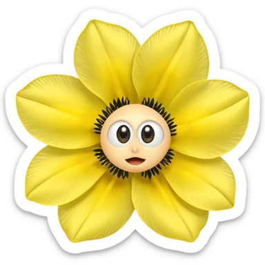 five leaved yellow anemone eyes mouth sticker