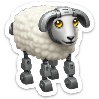 robot sheep riveted sticker