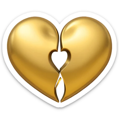 Two yellow gold hearts interlinked, metallic finish sticker