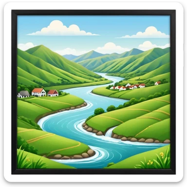 sunny new zealand summer valley with a river sticker