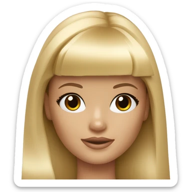 Blonde Barbie with bangs and long straight hair and hazel eyes sticker
