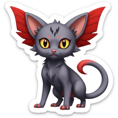 Noibat-Lykoi-Sphynx-Nargacuga-Litten-Torracat-fusion-Fakemon-Pokémon-creature  sticker