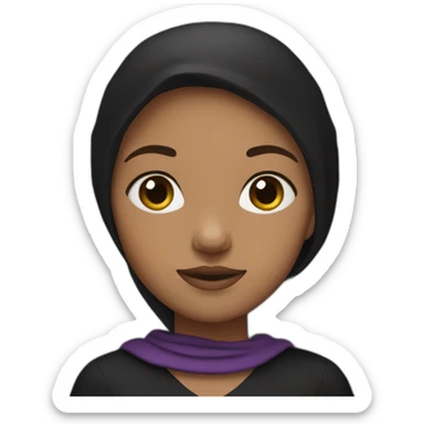 A girl with an black dress and a purple sweather and a Black headscarf sticker