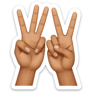 two peace hand sign but one is flipped the other way touch the other fingers sticker