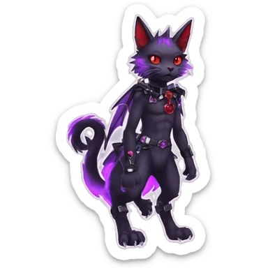 cool edgy black punk purple red ethereal fantasy nargacuga-bat-cat-Fakemon collar harness full body sticker