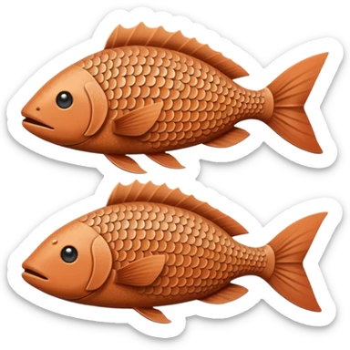 Fish. Longer, thinner body covered in dusty terracotta scales with a rough, sandpaper-like texture. Fins are smaller and more rigid, adapted for digging through mud. Dull brown and tan coloring with sandy patterns. long whiskers. very long, thin body. pokemon style. sticker