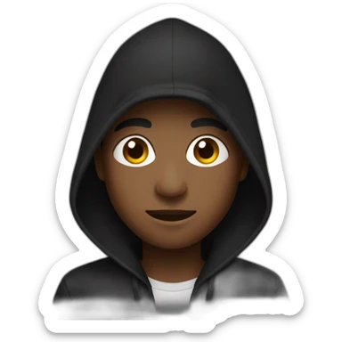 Black Hooded Boy With black Beanie sticker