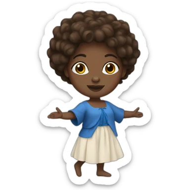 The folk french black woman dance, blue eyes, brown hair sticker