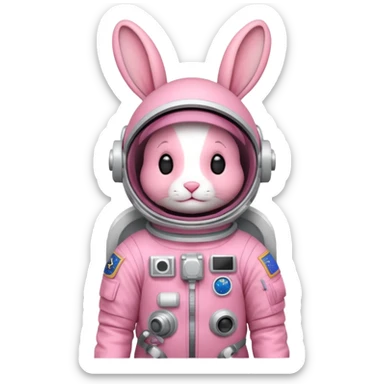 pink rabbit with astronaut costume sticker