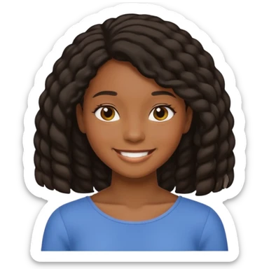 Generate an emoji of a black girl with coily shoulder length hair sticker