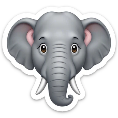 Cinematic Noble Elephant Portrait Emoji, Poised and regal, with a massive, majestic build and a smooth, well-groomed gray hide adorned with gentle wrinkles and proud tusks, deep-set soulful eyes, Simplified yet sharp and sophisticated features, highly detailed, glowing with a soft, dignified glow, high shine, intelligent and gentle, stylized with an air of ancient wisdom, focused and attentive, soft glowing outline, capturing the essence of a watchful and confident giant, so majestic it feels as though it could trump out of the screen with effortless authority! sticker