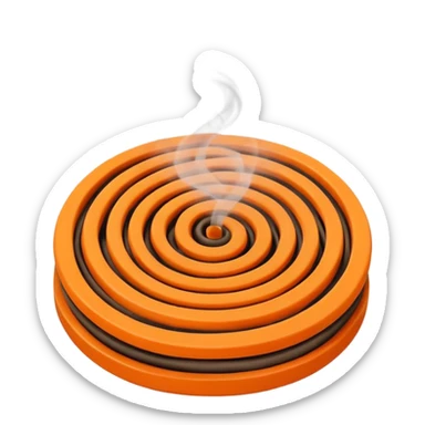 a burning mosquito coil spinning in the place of a selling fan. sticker