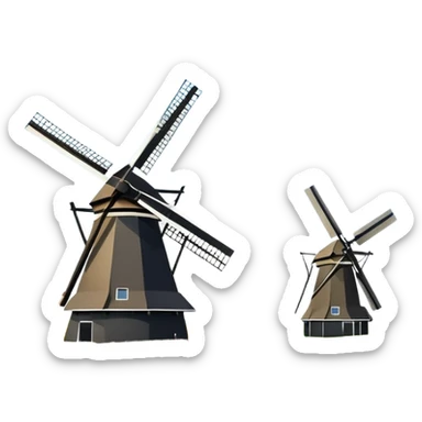 cinematic-realistic-kinderdijk-windmills-landmark-emoji,-showcasing-traditional-dutch-windmills-aligned-along-a-tranquil-canal,-with-lush-green-fields in a picture frame sticker