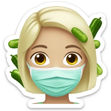 girl with face mask and cucumbers on her eyes sticker