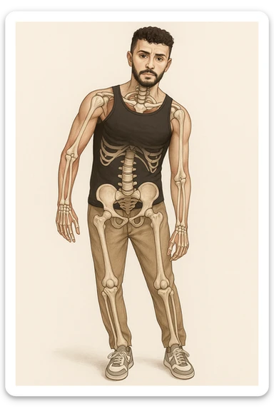 Uomo con problemi di asimmetrie e bacino inclinato, visione anatomica senza scritte sticker