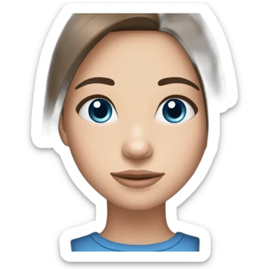 a brunette girl with straight hair and blue eyes, rosy cheeks  sticker