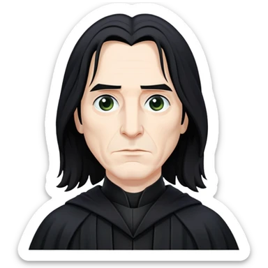 Severus Snape with long black hair and black robes sticker