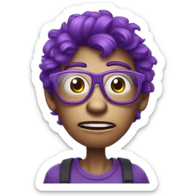 nerdy violet monster in doubt sticker