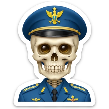 generate a very realistic skeleton in Ukrainian military uniform sticker