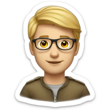 young white man with golden aviator glasses sticker