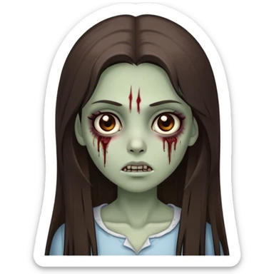brunette zombie girl with long straight hair with brown eyes sticker