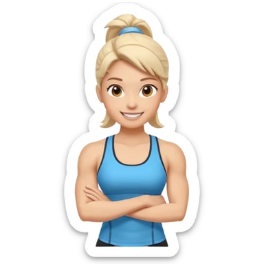 cute fitness coach portrait, head and shoulders only, sporty tank top, friendly smile, strong look, 3D cartoon, mobile game icon style, clean background, no text, no watermark
 sticker