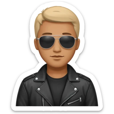 Biker Gang with Sunglasses, Man with black leather jacket, sunglasses sticker