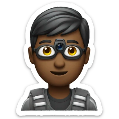 cameraman with reen eyes sticker