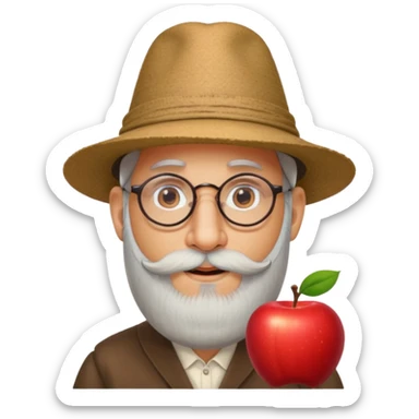 Apple emoji. Jew with payot, glasses, long beard, large nose, biber hat sticker
