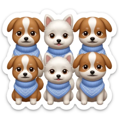 Cagnolini piccoli seduti con vestitini in maglia sticker