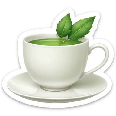 White tea cup with leaf on the plate sticker