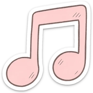 Japanese hand-drawn style, pink theme, soft and cute music icon, transparent background, for mobile home screen sticker