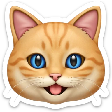 Un emoji de una cara de gato negro riendo a carcajadas, con lágrimas azules brotando de sus ojos cerrados y una boca abierta y sonriente, en el estilo de diseño de emoji clásico. sticker