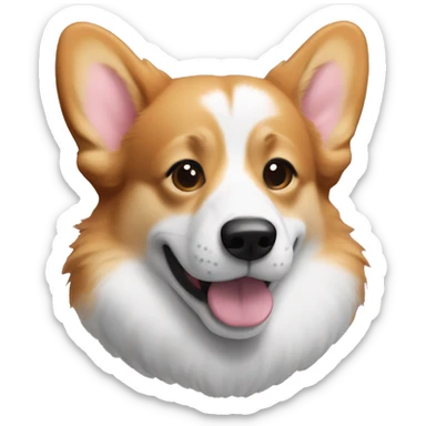 Create an emoji of my corgi Asi the redhead with white paws and a vortnik zone sticker