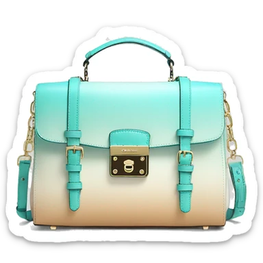 Realistic cream to pastel tiffany blue ombre michael kors satchel purse. sticker
