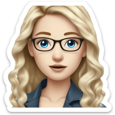 Beautiful Balayage pale girl with glasses and blue eyes  sticker