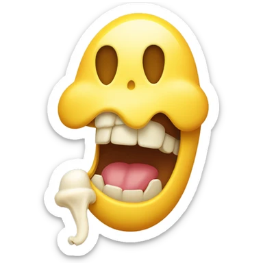 drooling emoji woth a yellow bone in its mouth sticker