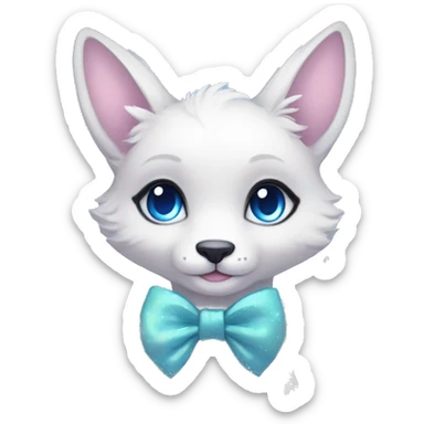Anthro Cute Cool Pastel Kawaii gorgeous sparkly ethereal fantasy animal creature with blue eyes furry sona with flowers and bow tie beautiful aesthetic sticker