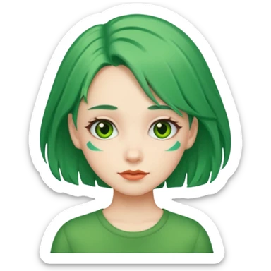 girl with green hair clip sticker